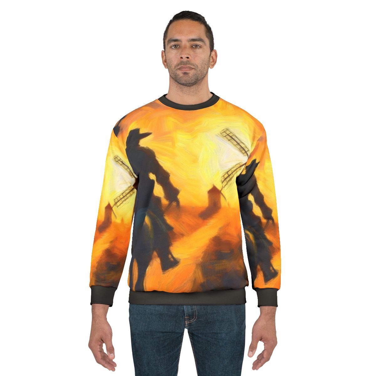 Don Quixote Attacking Windmills Graphic Sweatshirt