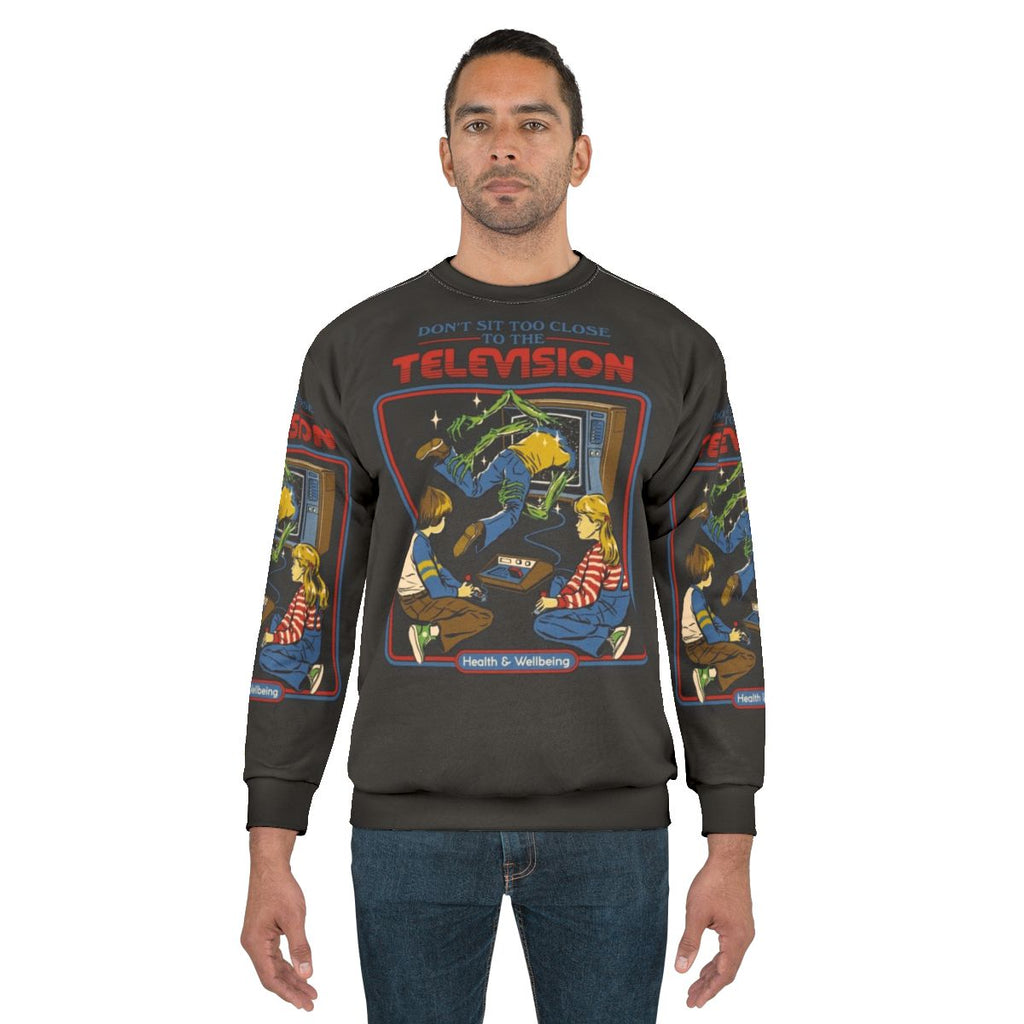 Don't Sit Too Close Retro Horror Video Games Sweatshirt