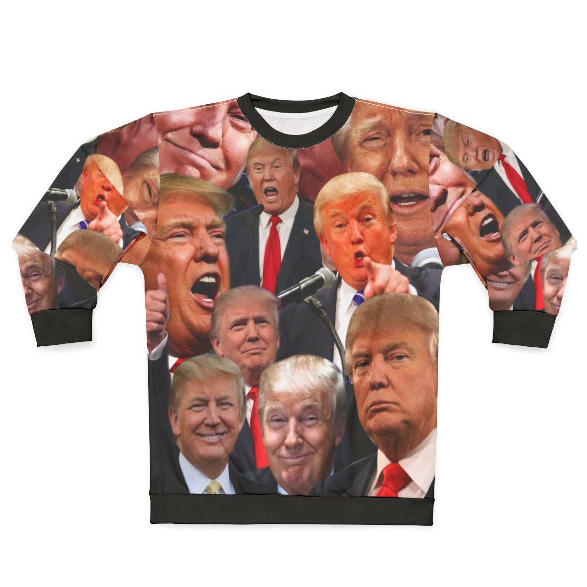 MAGA inspired Donald Trump collage design on a sweatshirt