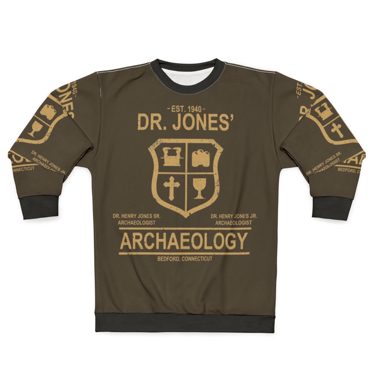 Archaeology-themed sweatshirt with Indiana Jones design