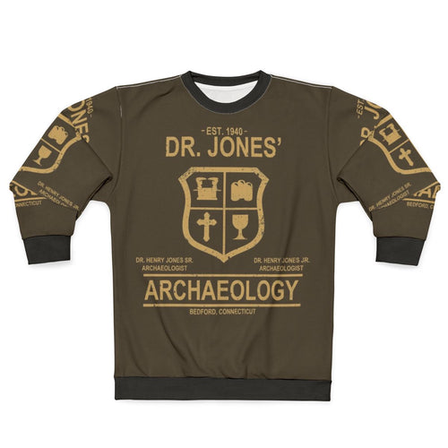 Archaeology-themed sweatshirt with Indiana Jones design