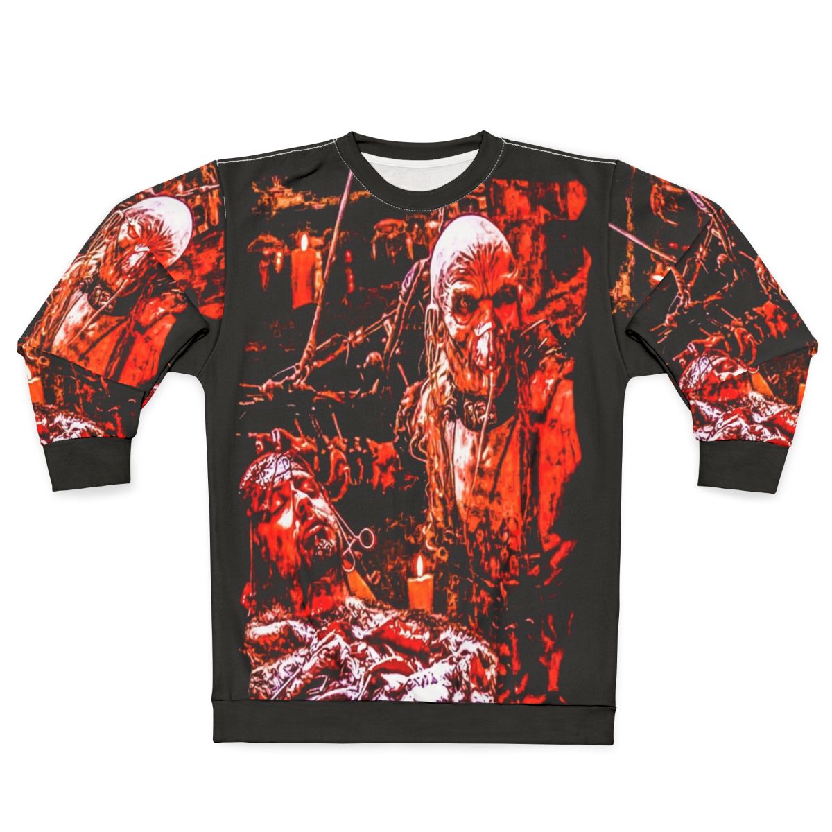 Dr. Satan horror-themed sweatshirt
