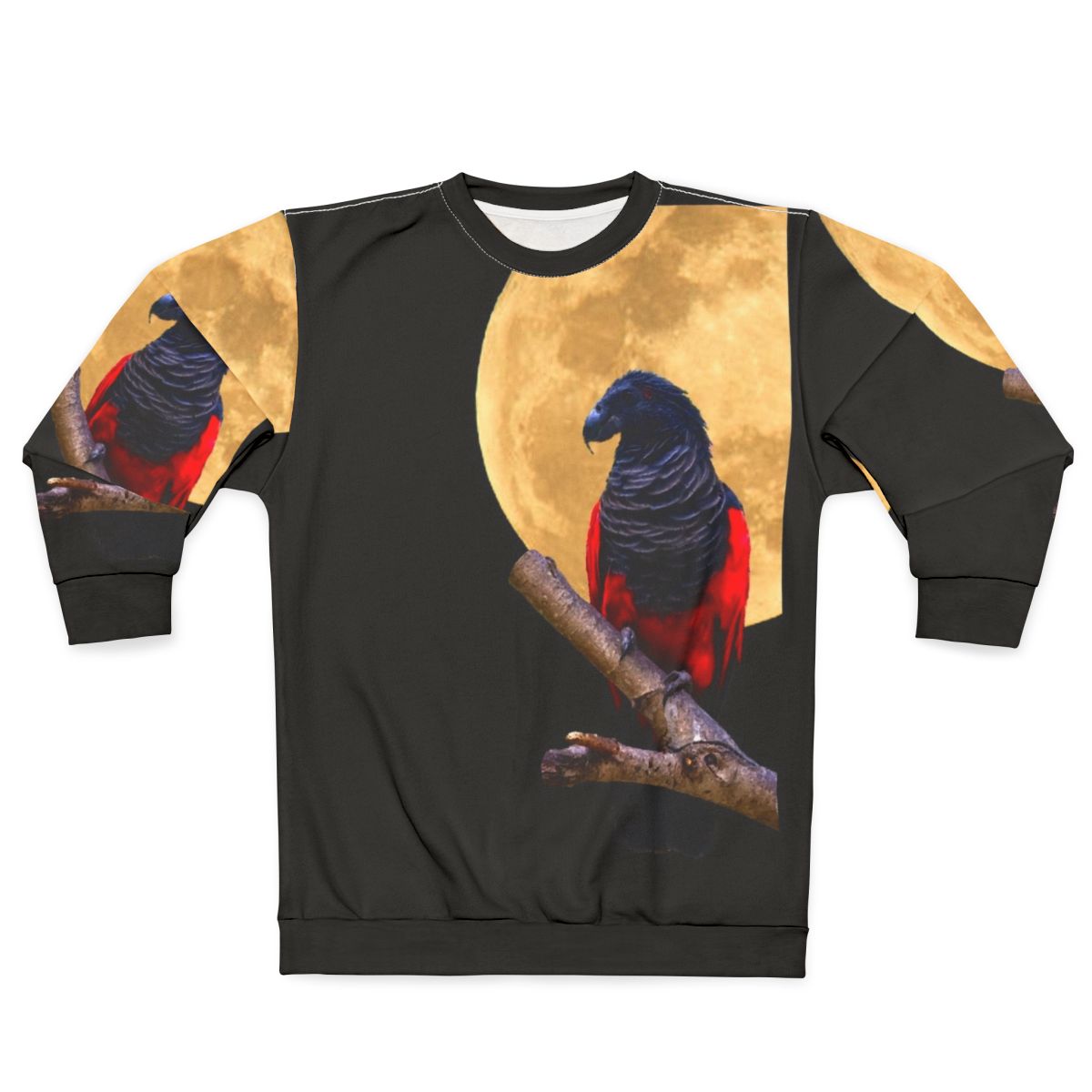 Dracula Parrot Moon Sweatshirt with Spooky, Creepy Halloween Design