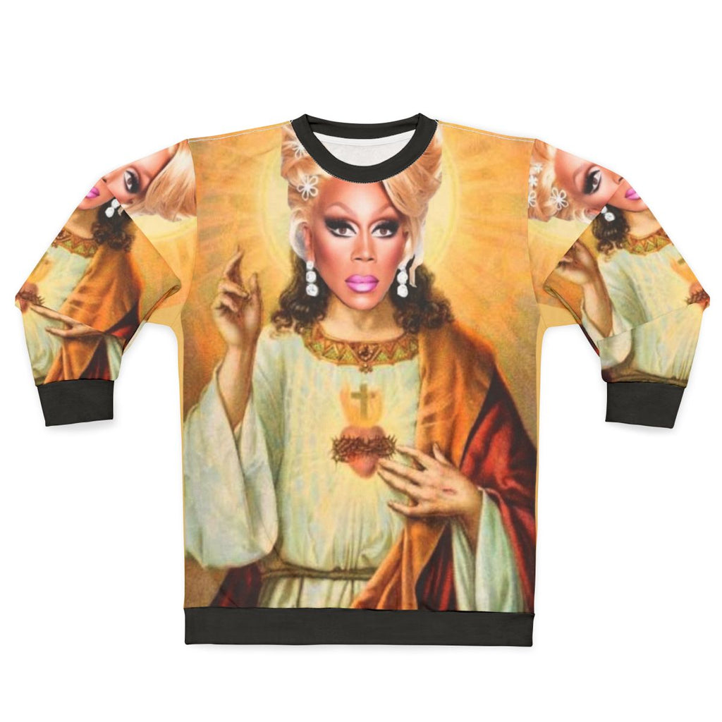 Drag Queen Jesus Sweatshirt featuring a collage design