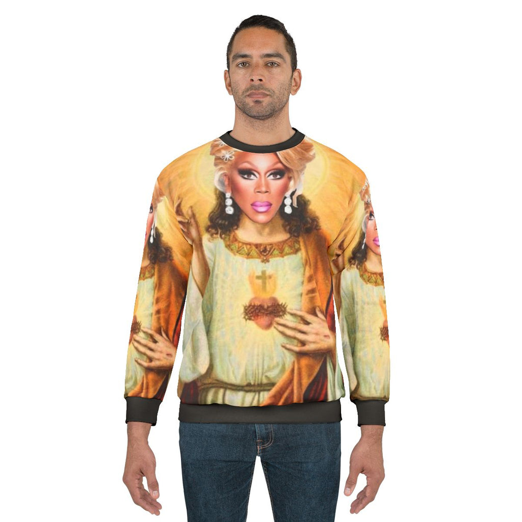 Drag Queen Jesus Sweatshirt featuring a collage design