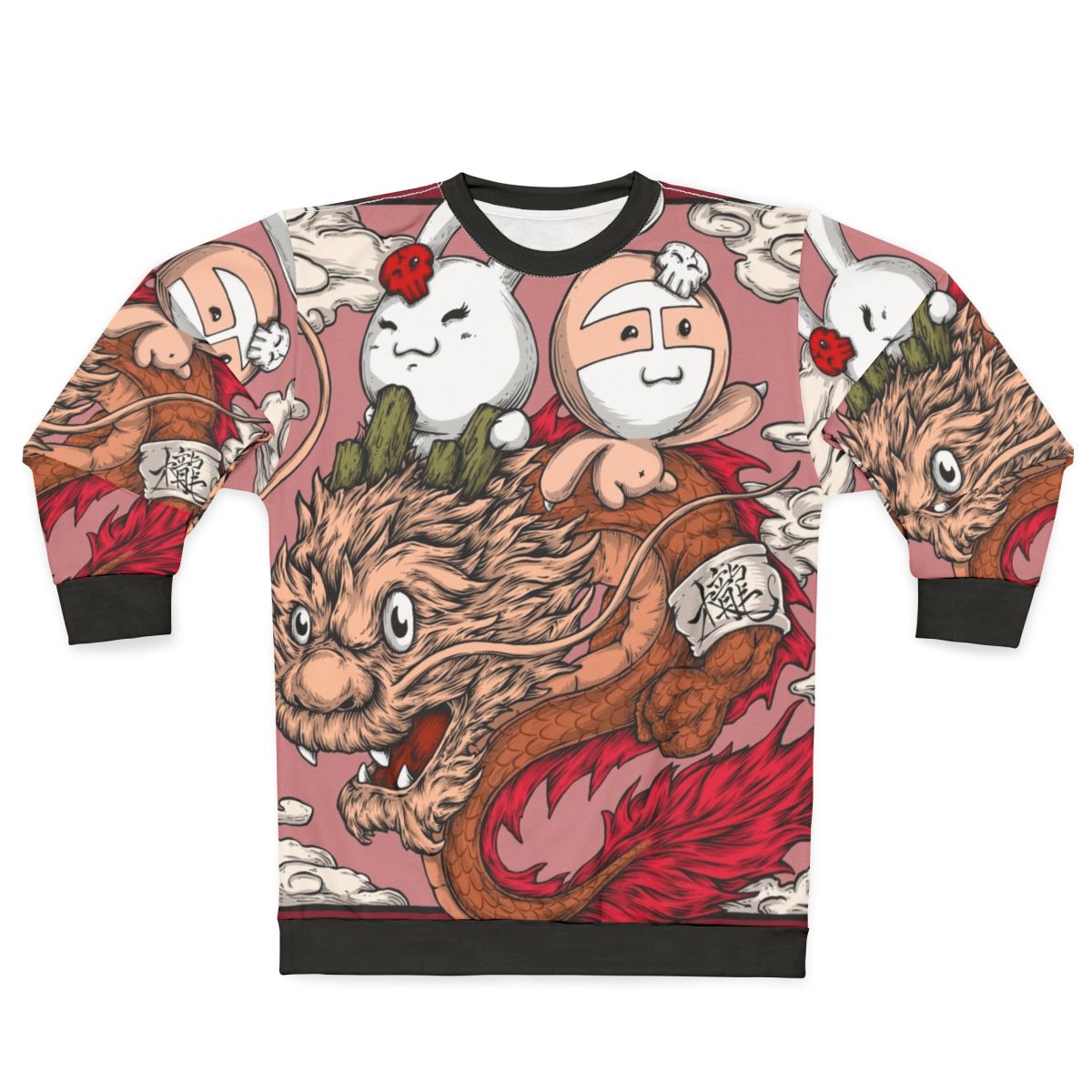Dragon bunny sloth design on a cozy sweatshirt