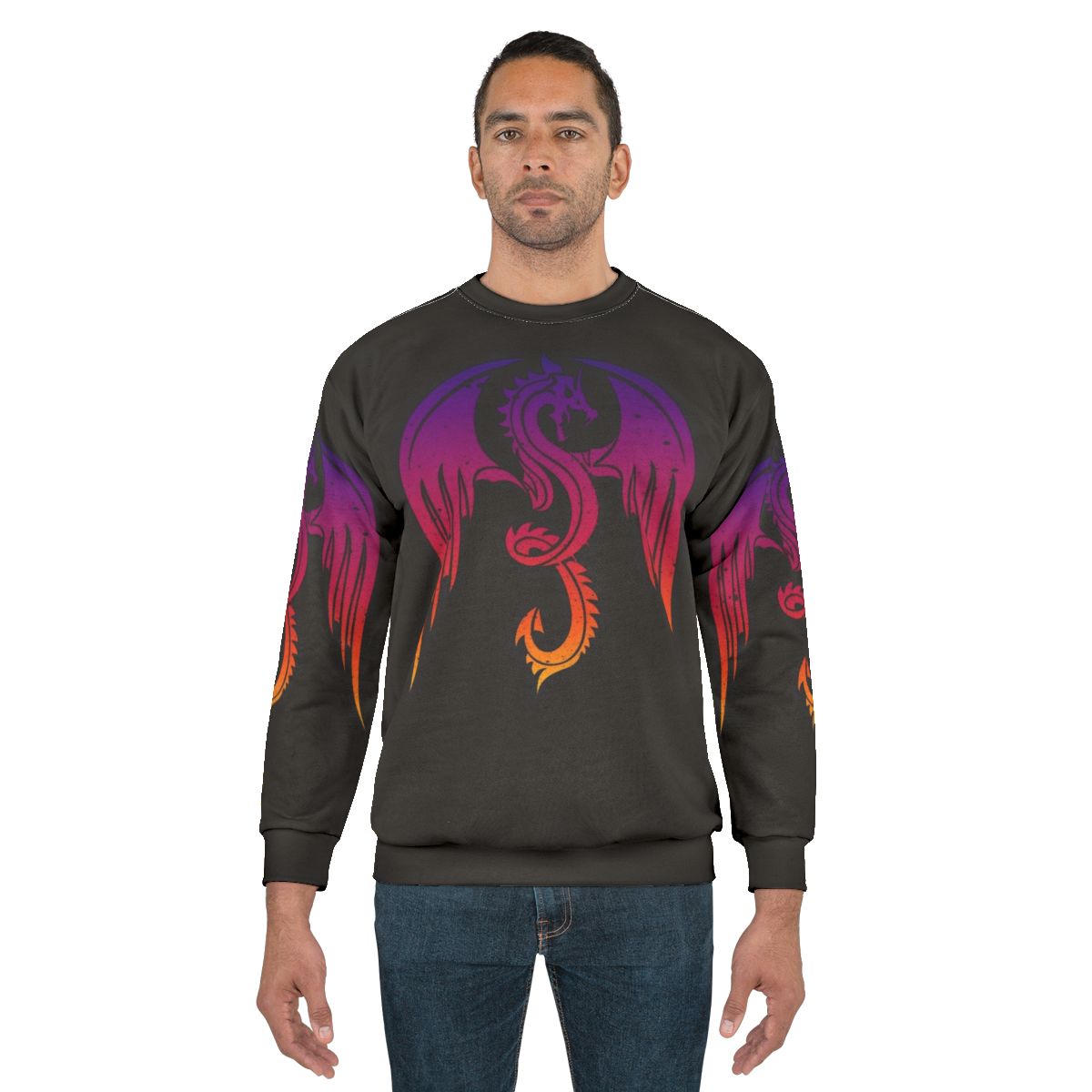 Mythical dragon silhouette design on a sweatshirt