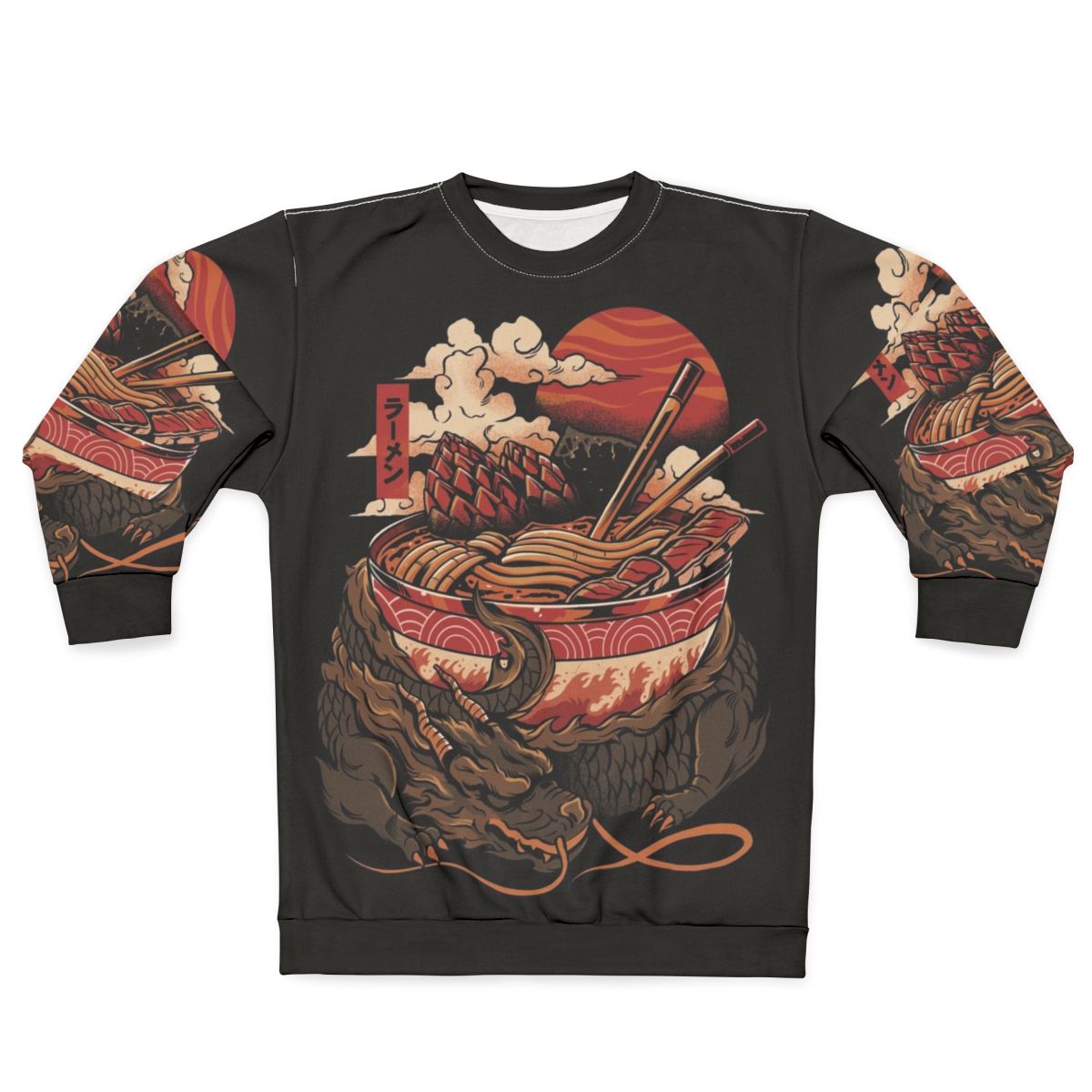 Dragon Ramen Sweatshirt with Tranquil Fire Kanji Design
