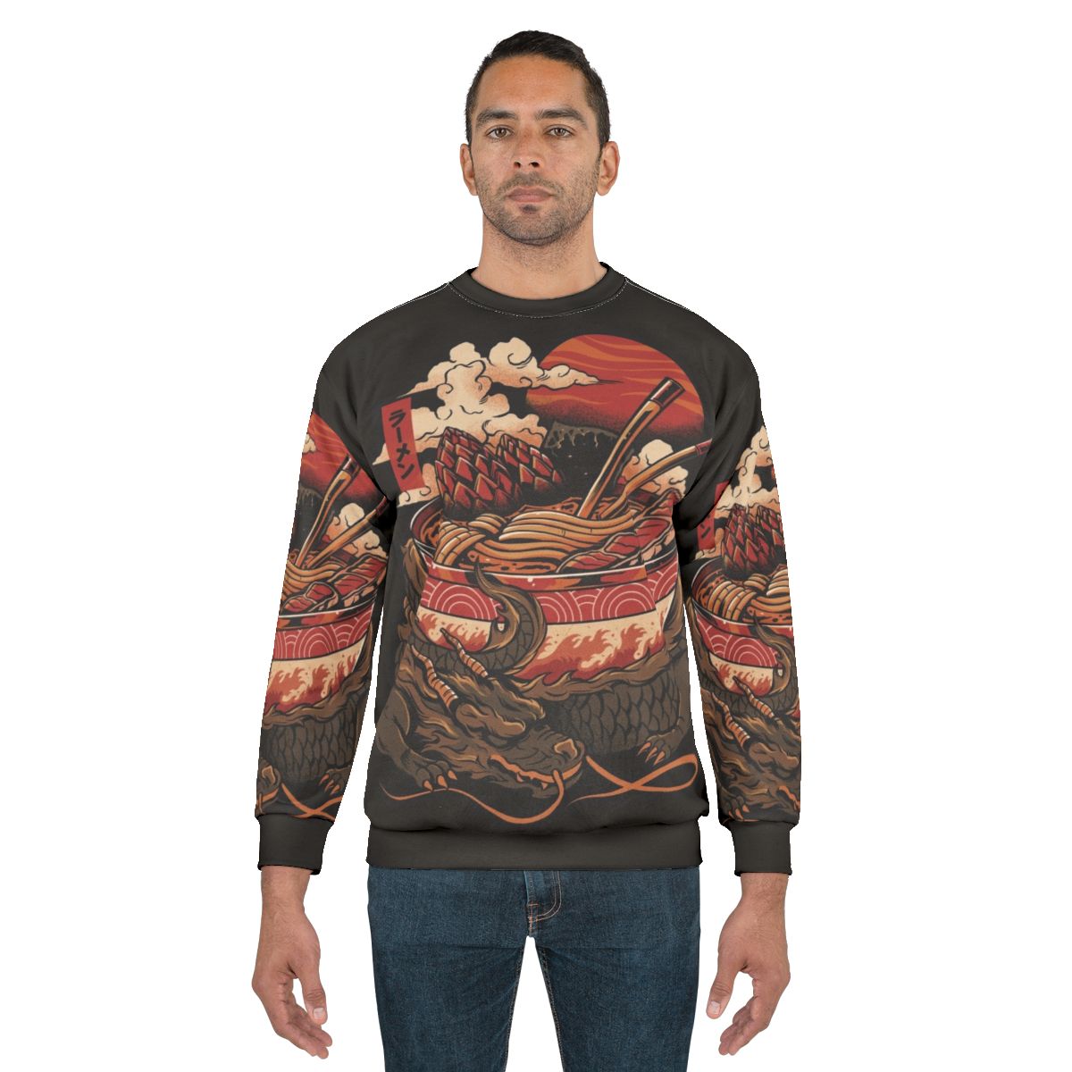 Dragon Ramen Sweatshirt with Tranquil Fire Kanji Design