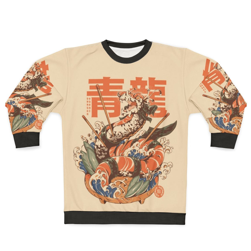 Dragon Sushi Sweatshirt with Kaiju and Ukiyo-e Inspired Design