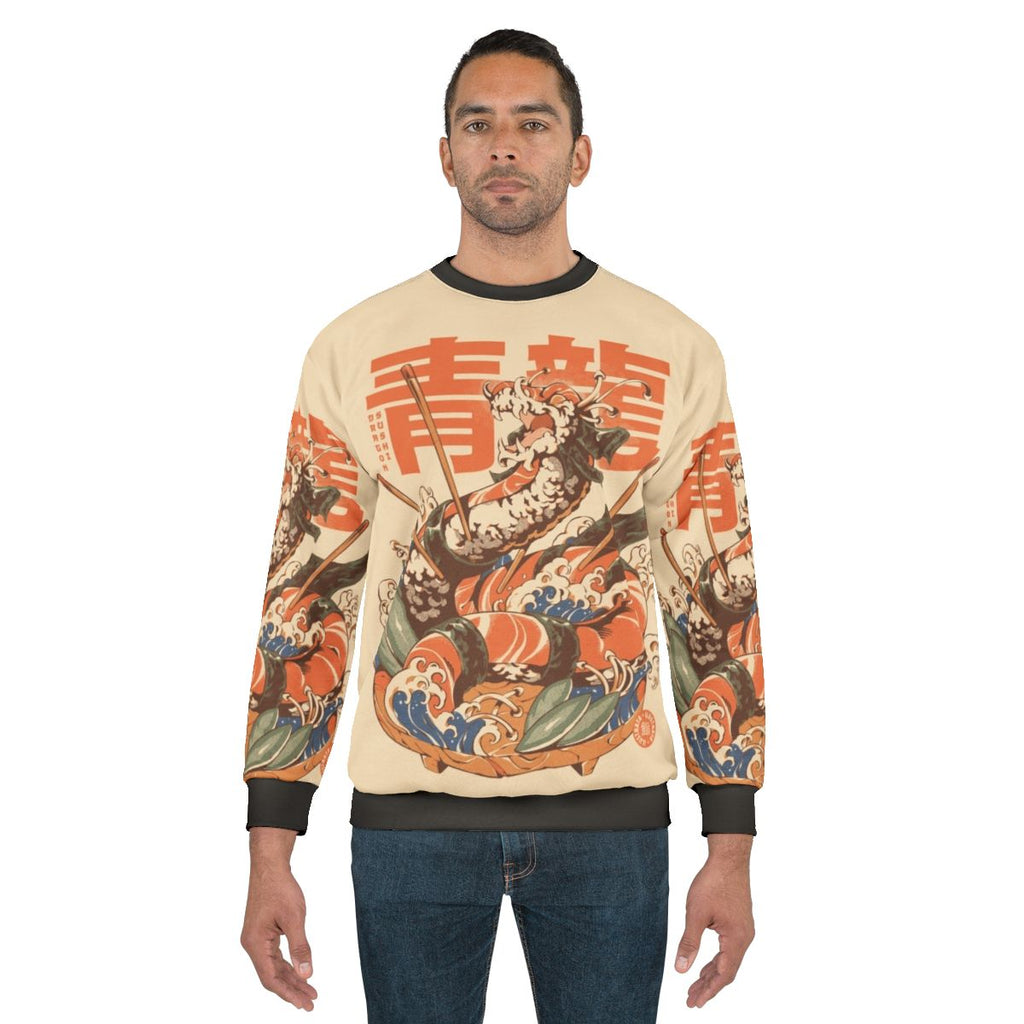 Dragon Sushi Sweatshirt with Kaiju and Ukiyo-e Inspired Design