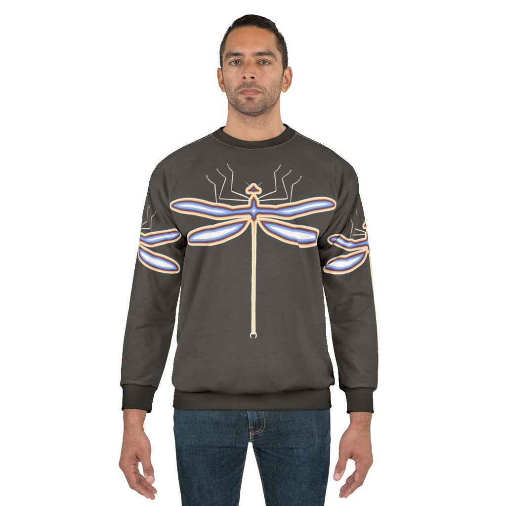 Dragonfly Legendary Animals Sweatshirt with Colorful Abstract Design