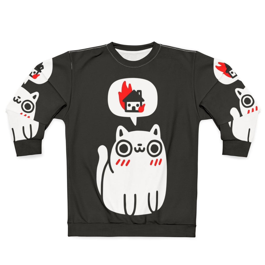 Dreaming of Destruction Sweatshirt featuring a cute and mischievous cat