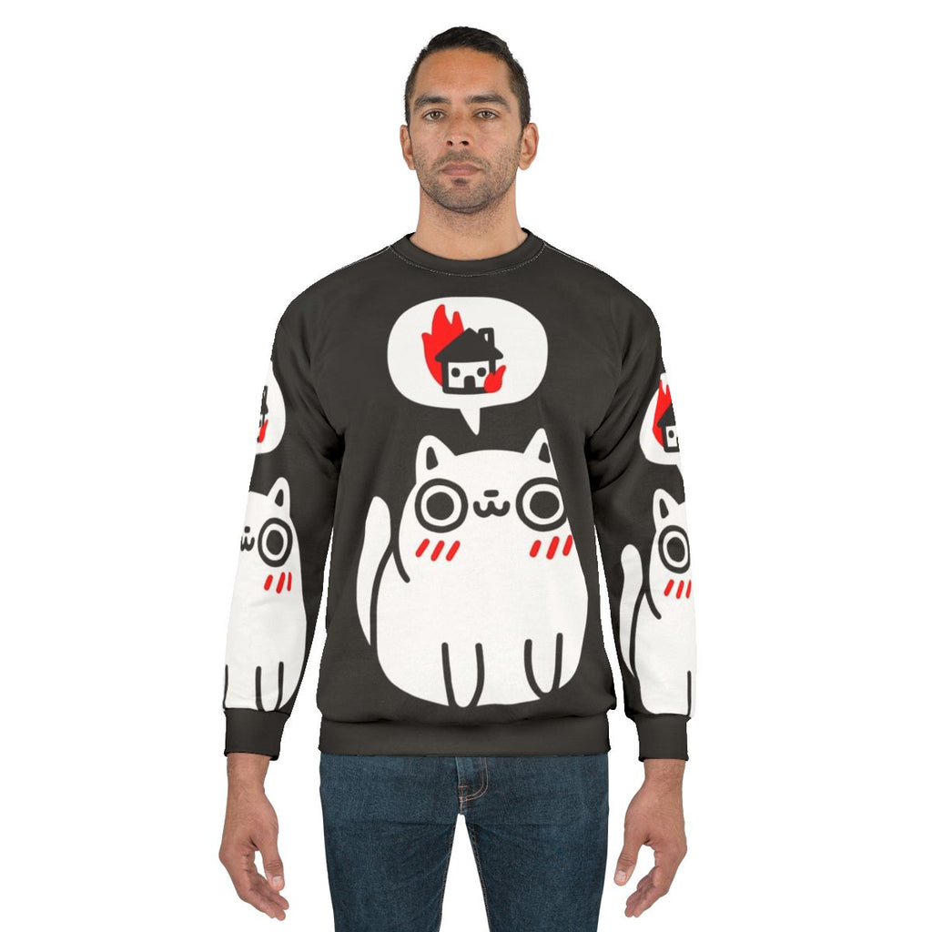 Dreaming of Destruction Sweatshirt featuring a cute and mischievous cat