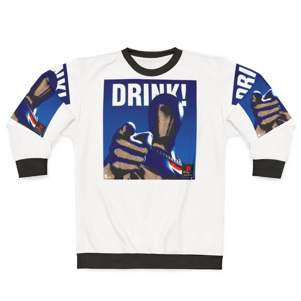 Vaporwave Retro Drink Sweatshirt Featuring Pepsiman and Retro Gaming Aesthetics