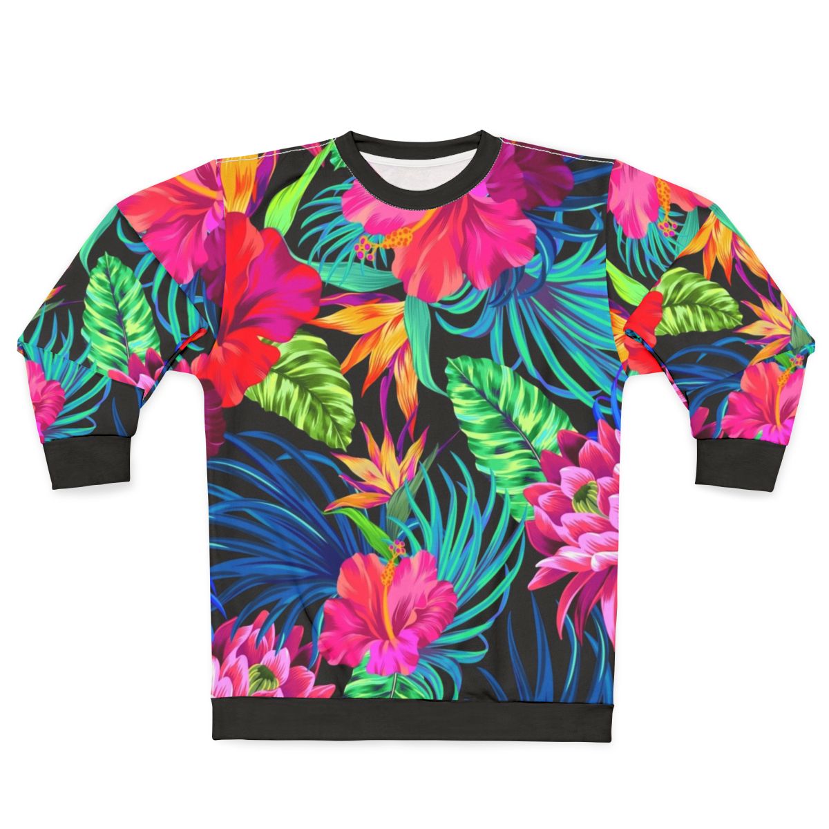 Tropical hibiscus floral pattern sweatshirt