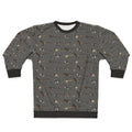 Dromaeosaur pattern sweatshirt featuring a velociraptor-inspired design