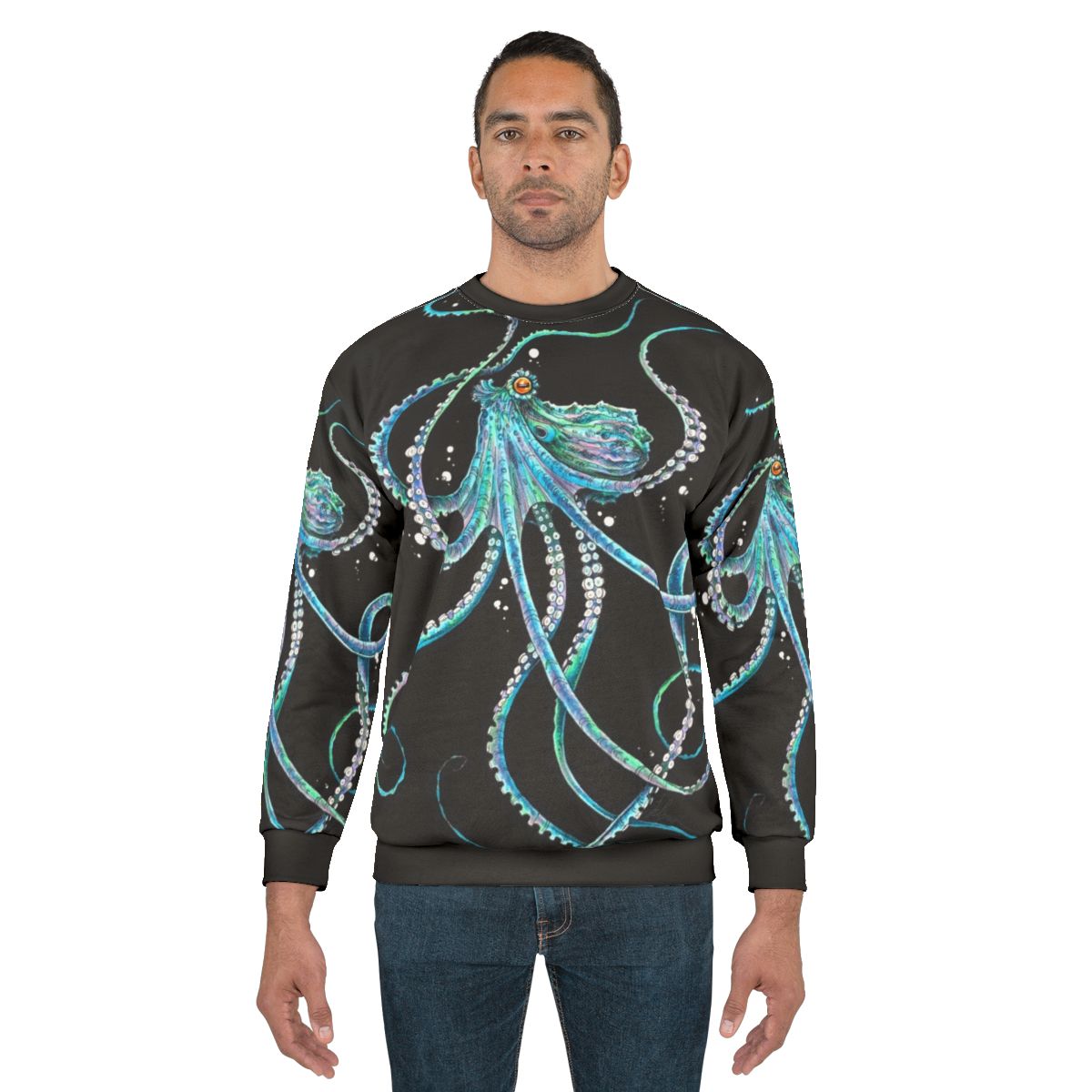 Drunk octopus sweatshirt with underwater cephalopod design