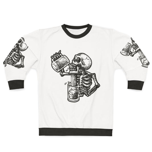 Drunk Skull Sweatshirt with Funny Irish Halloween Beer Skull Graphic