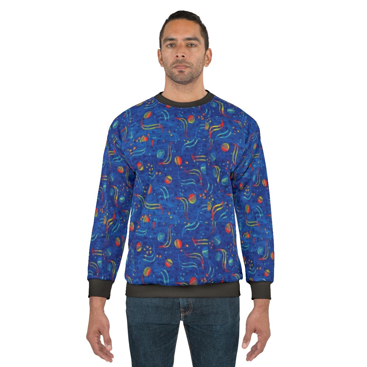 Retro Dublin bus sweatshirt featuring classic blue color and nostalgic design