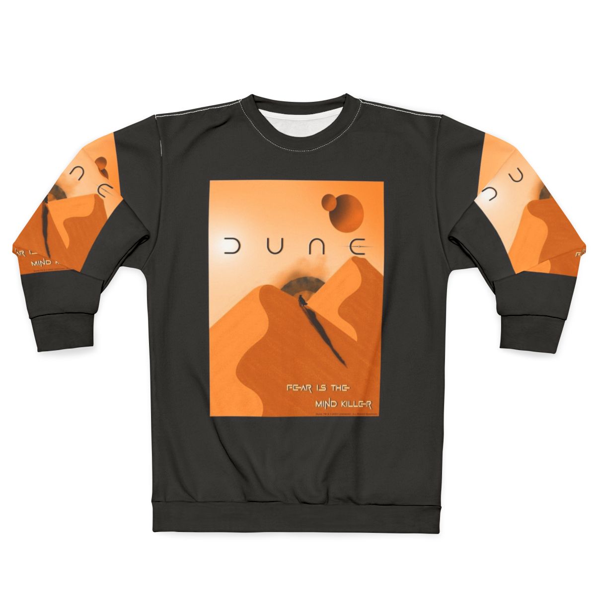 Dune Arrakis "Fear Is The Mind Killer" Sweatshirt with iconic quote and Shai Hulud