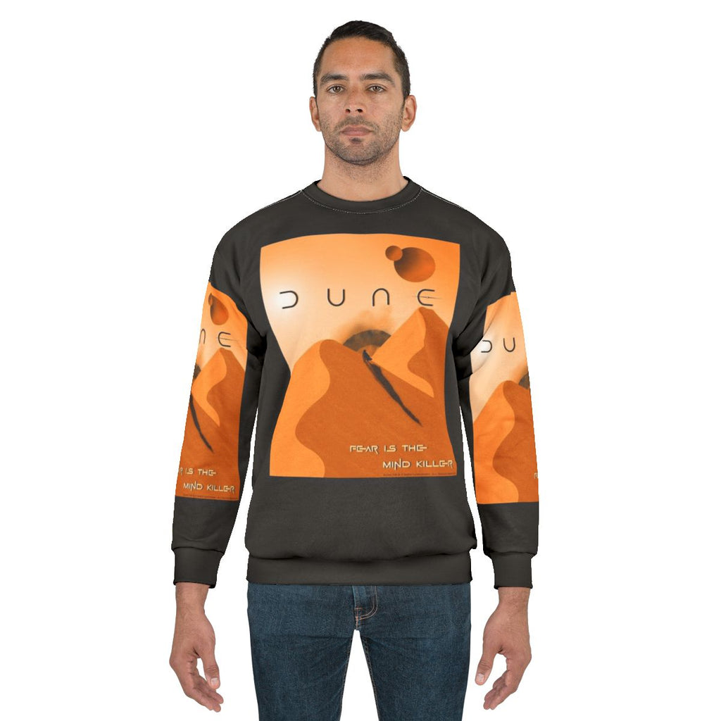 Dune Arrakis "Fear Is The Mind Killer" Sweatshirt with iconic quote and Shai Hulud