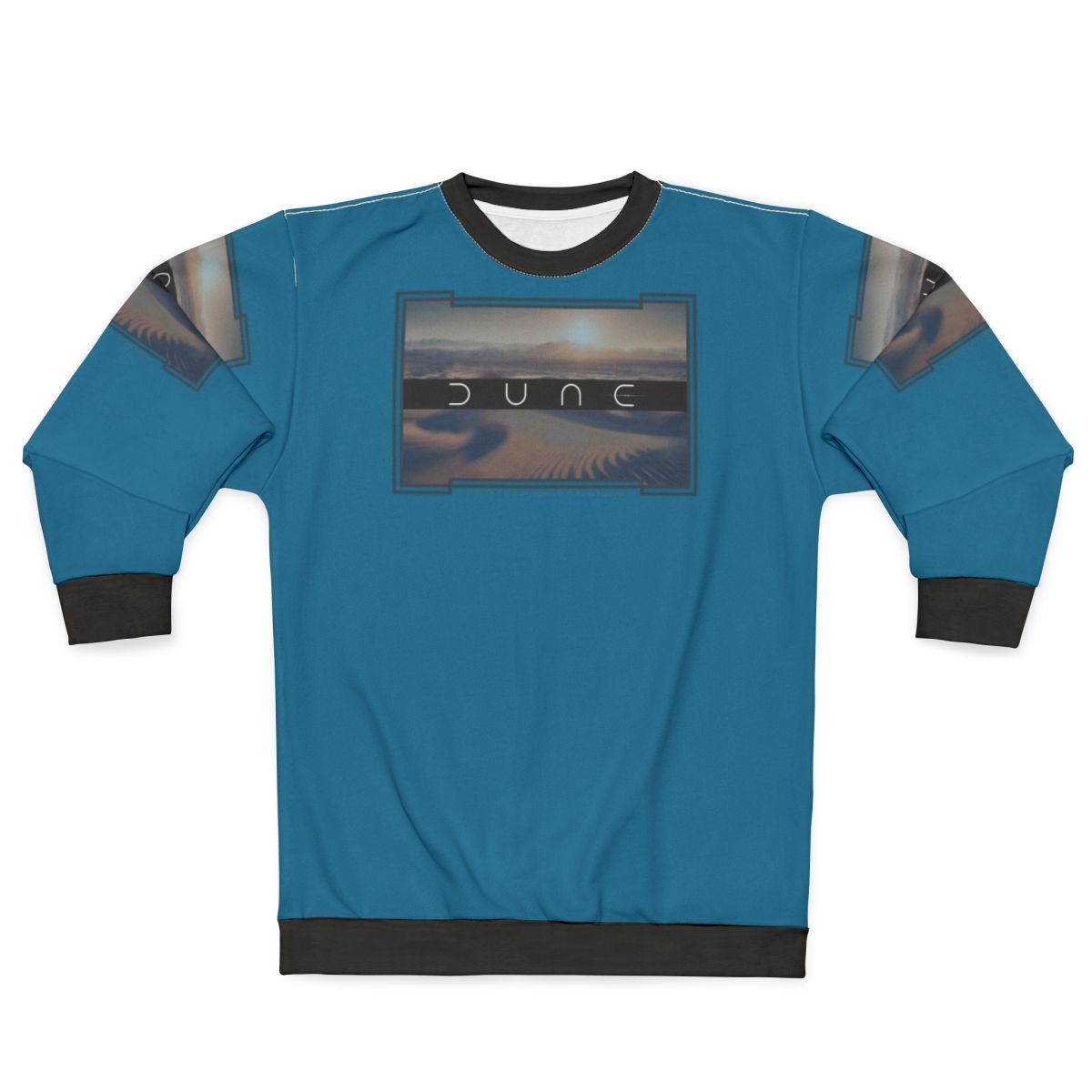 Dune desert sweatshirt with two moons and cinematic sci-fi design