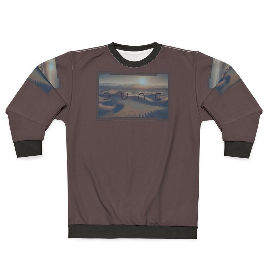 Dune movie inspired sweatshirt with cinematic desert planet design