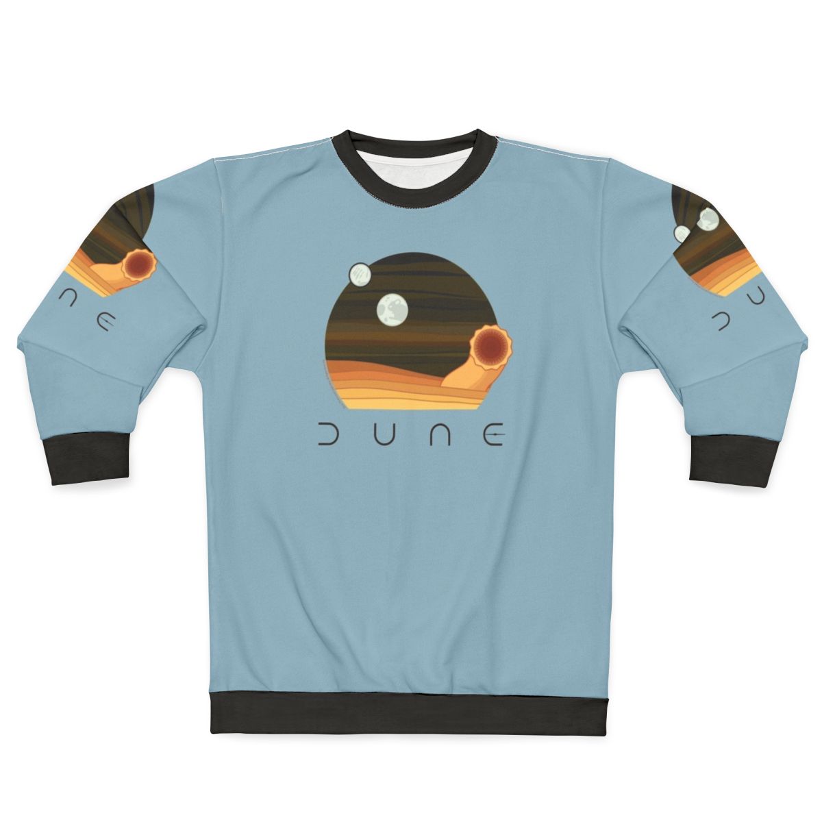 Dune-inspired desert night and sandworm sweatshirt design
