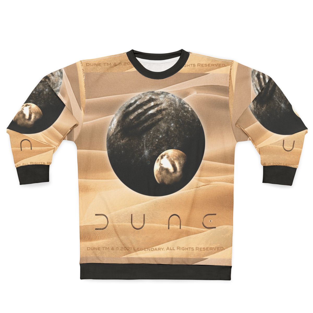 Dune-inspired cinematic sweatshirt featuring planet and moon designs