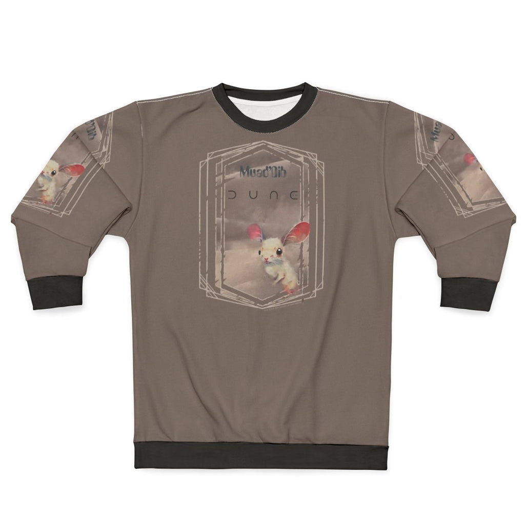 Dune-inspired sci-fi sweatshirt with desert sand mouse design