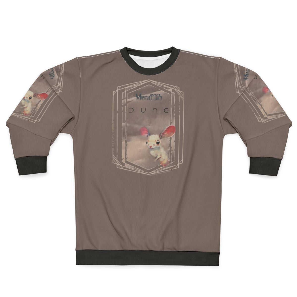 Dune-inspired sci-fi sweatshirt with desert sand mouse design