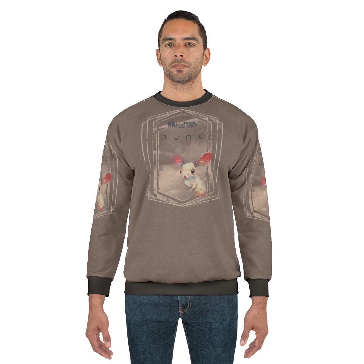 Dune-inspired sci-fi sweatshirt with desert sand mouse design