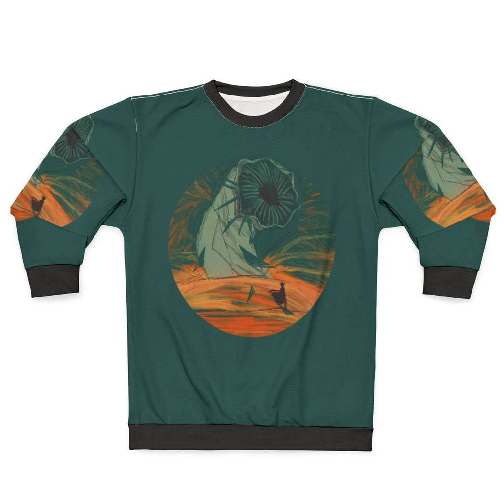Dune movie inspired sweatshirt featuring Arrakis and sandworm