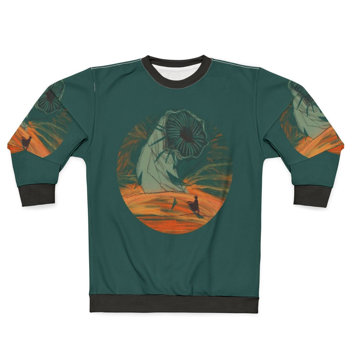Dune movie inspired sweatshirt featuring Arrakis and sandworm
