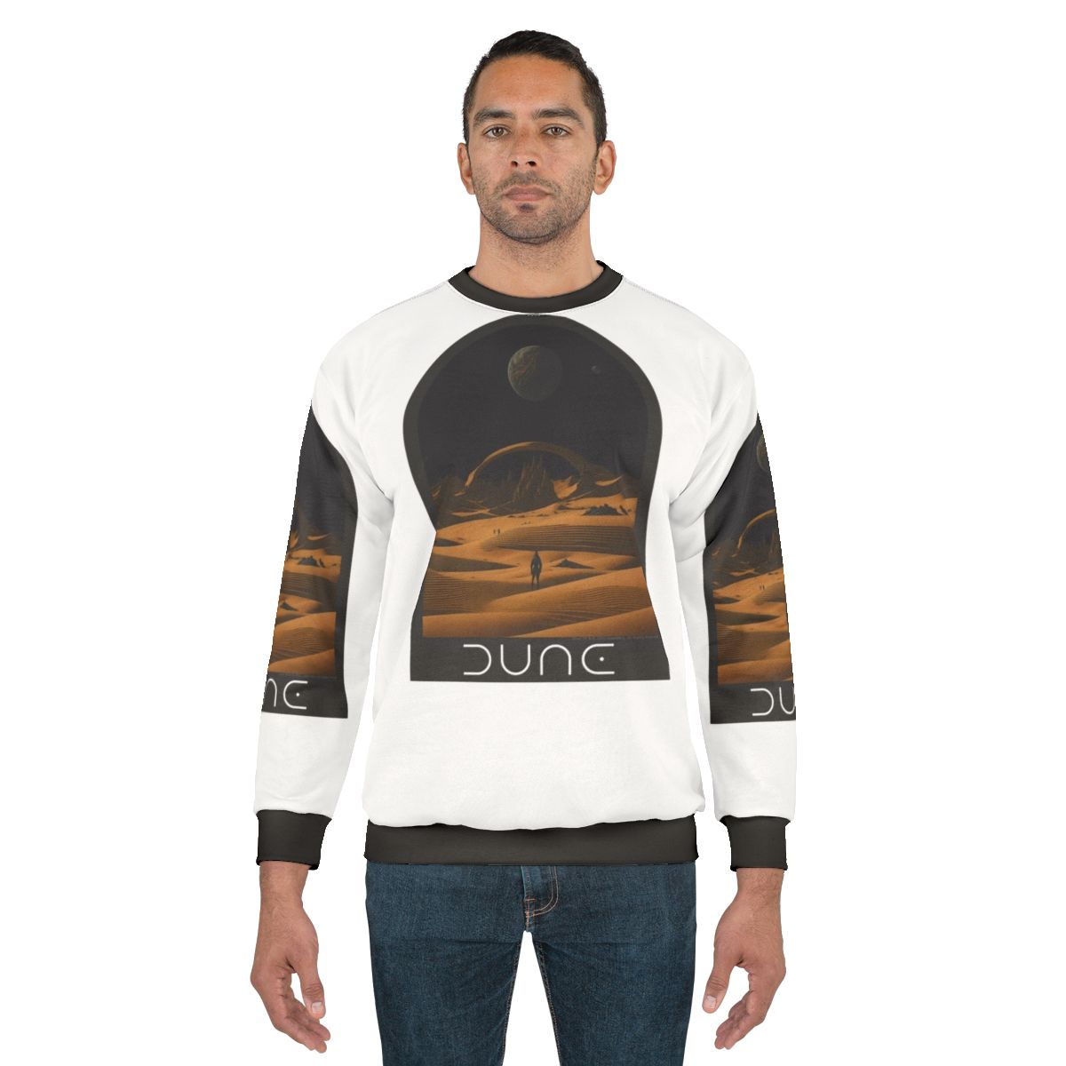 Dune-inspired sweatshirt with desert landscape design
