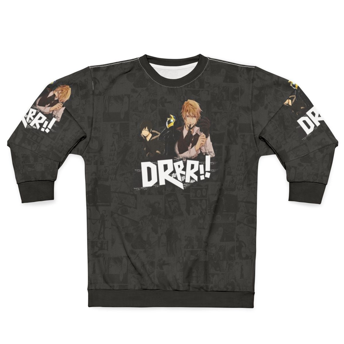 Durarara Anime Sweatshirt featuring characters Celty, Izaya, and Shizuo