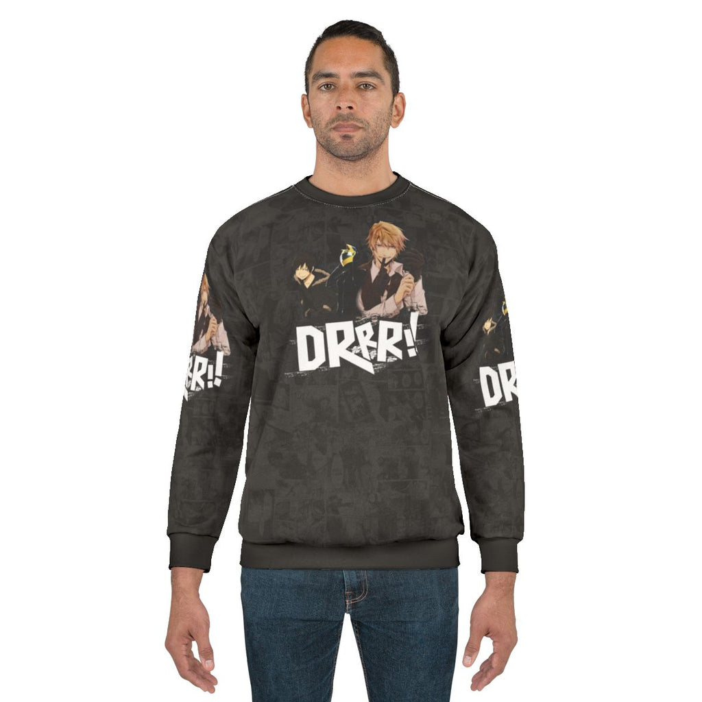 Durarara Anime Sweatshirt featuring characters Celty, Izaya, and Shizuo