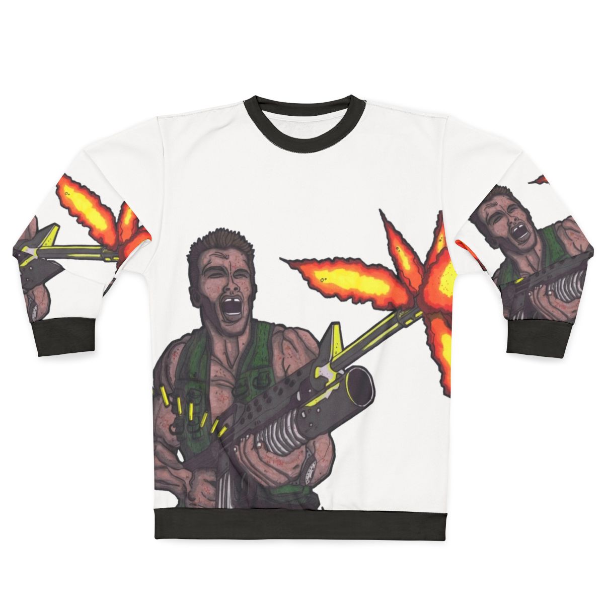 Dutch Predator Sweatshirt with Arnold Schwarzenegger as the Action Hero