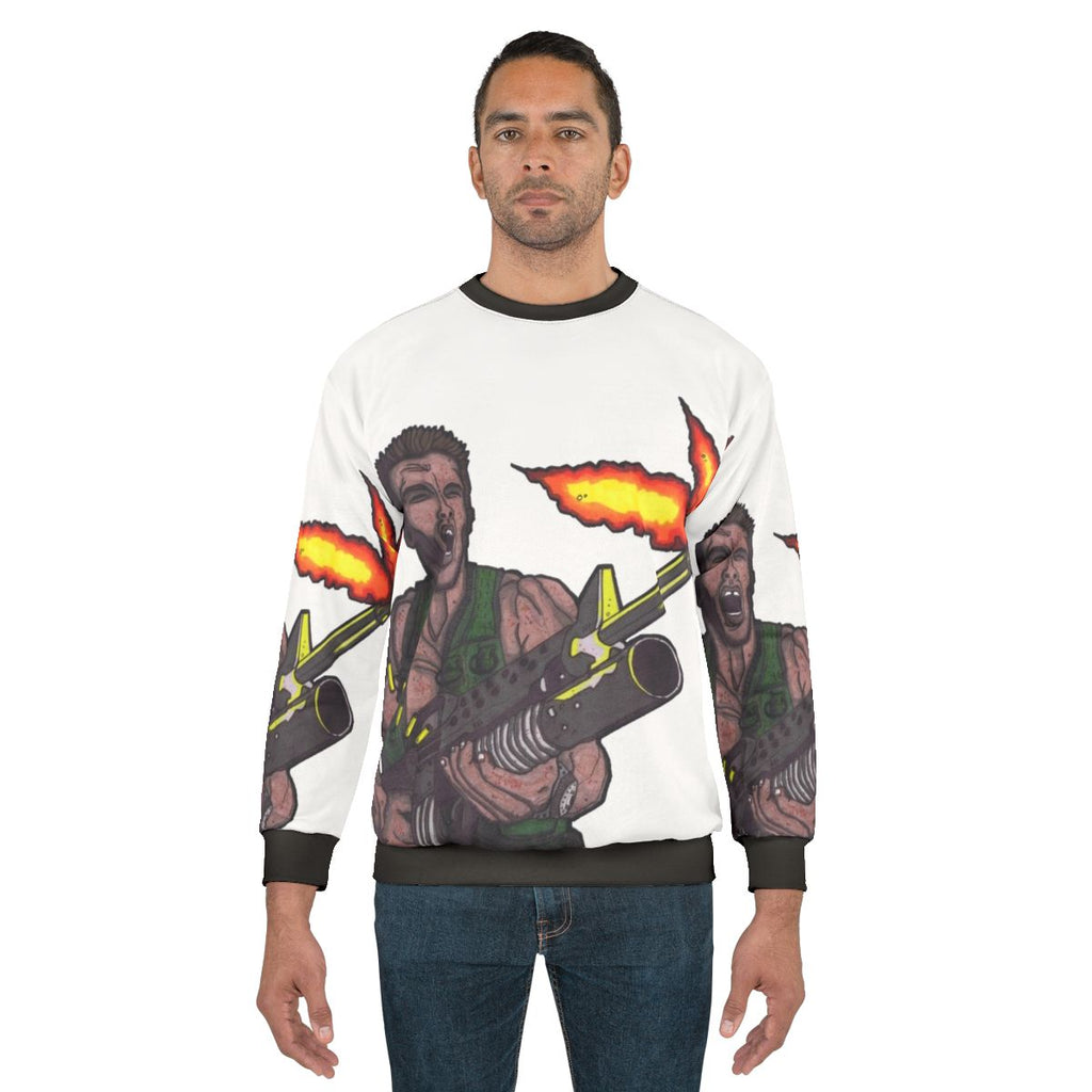 Dutch Predator Sweatshirt with Arnold Schwarzenegger as the Action Hero