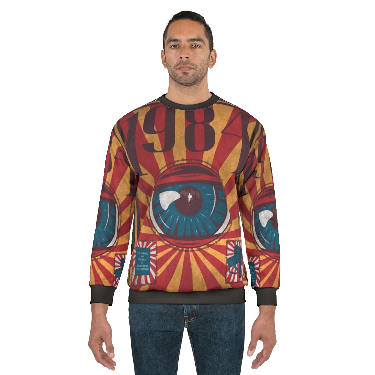 Dystopian 1984 Sweatshirt with Big Brother and Oligarchic Collectivism Design