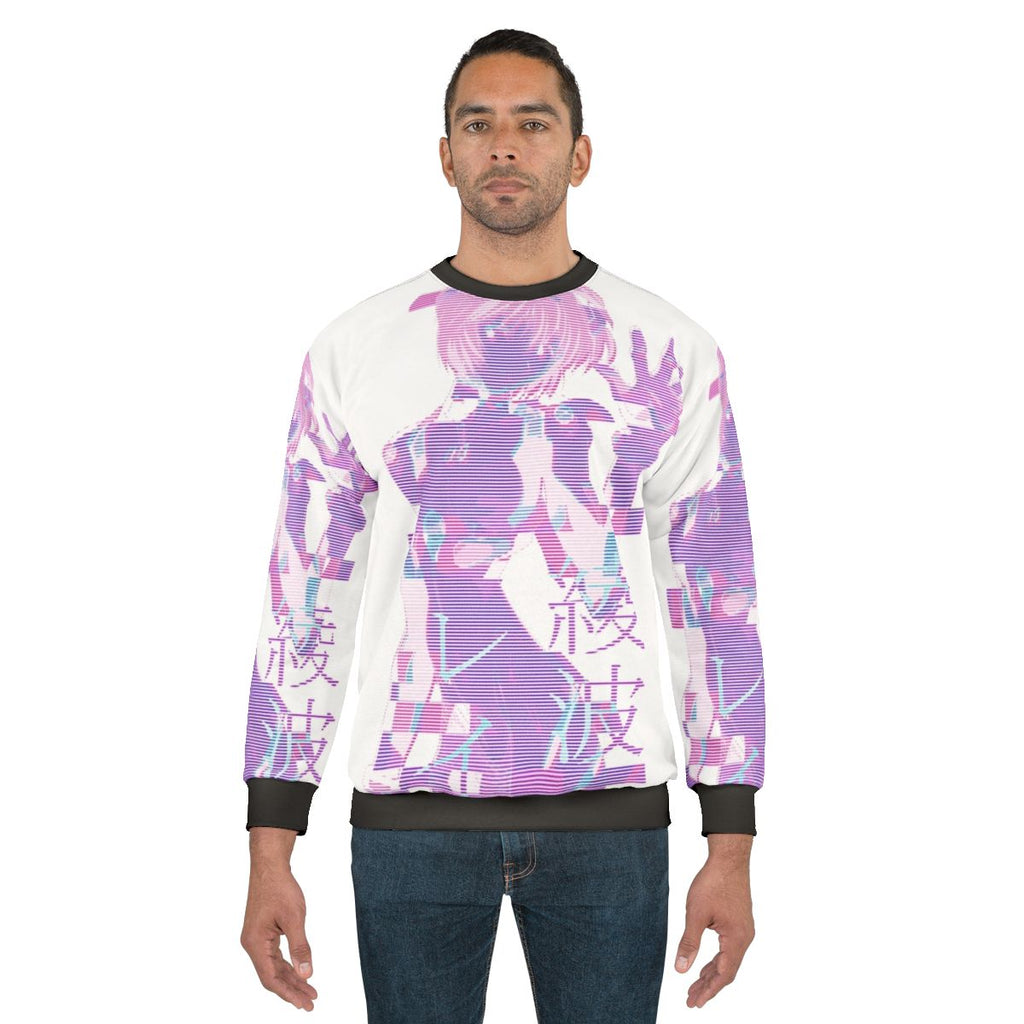 Neon Genesis Evangelion Rei Ayanami White Glitch Sweatshirt