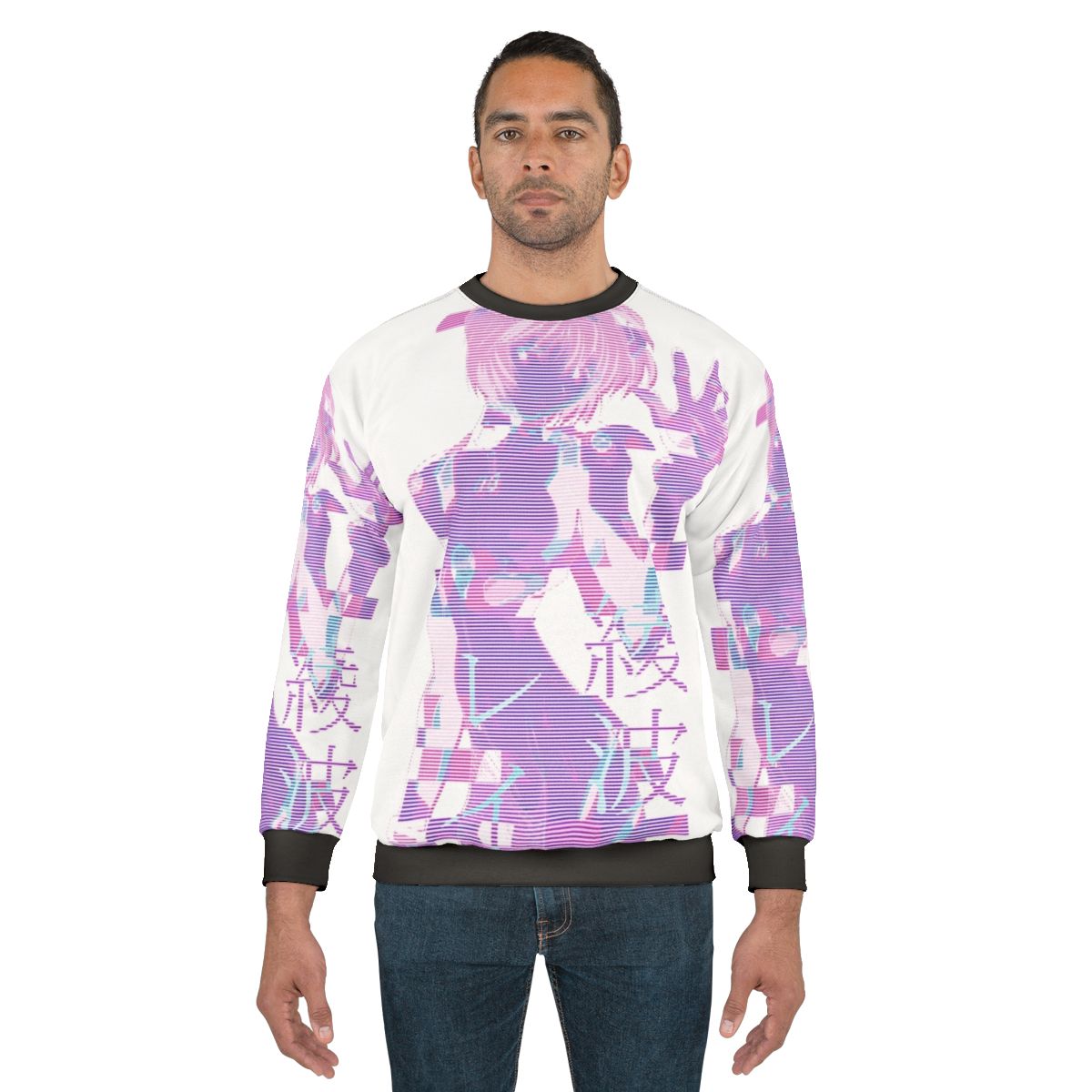 Neon Genesis Evangelion Rei Ayanami White Glitch Sweatshirt