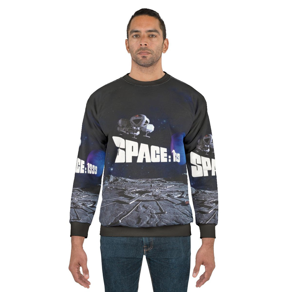 Retro eagle over alpha with planet 1 space-themed sweatshirt