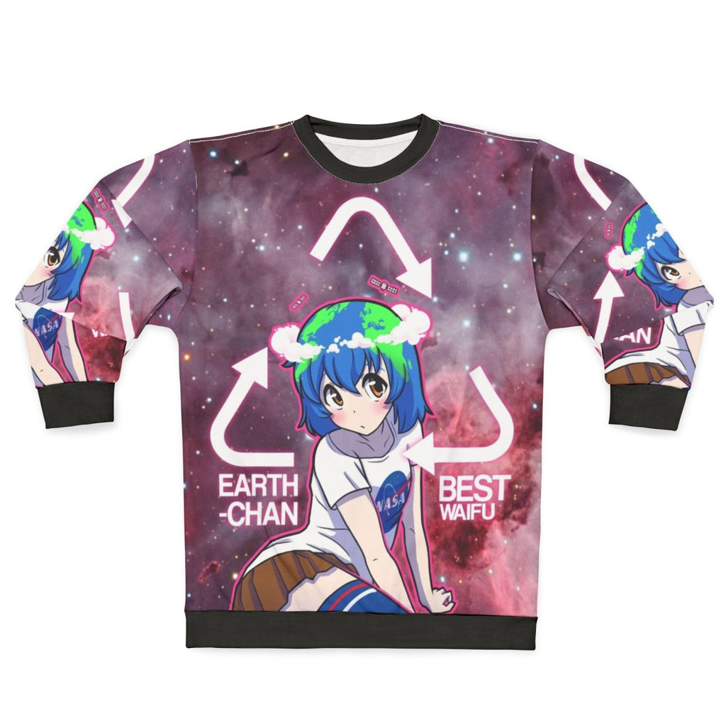 Kawaii "Earth Chan" anime-inspired sustainable sweatshirt