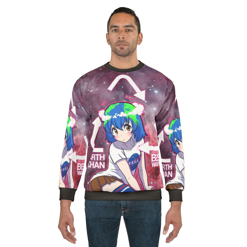 Kawaii "Earth Chan" anime-inspired sustainable sweatshirt