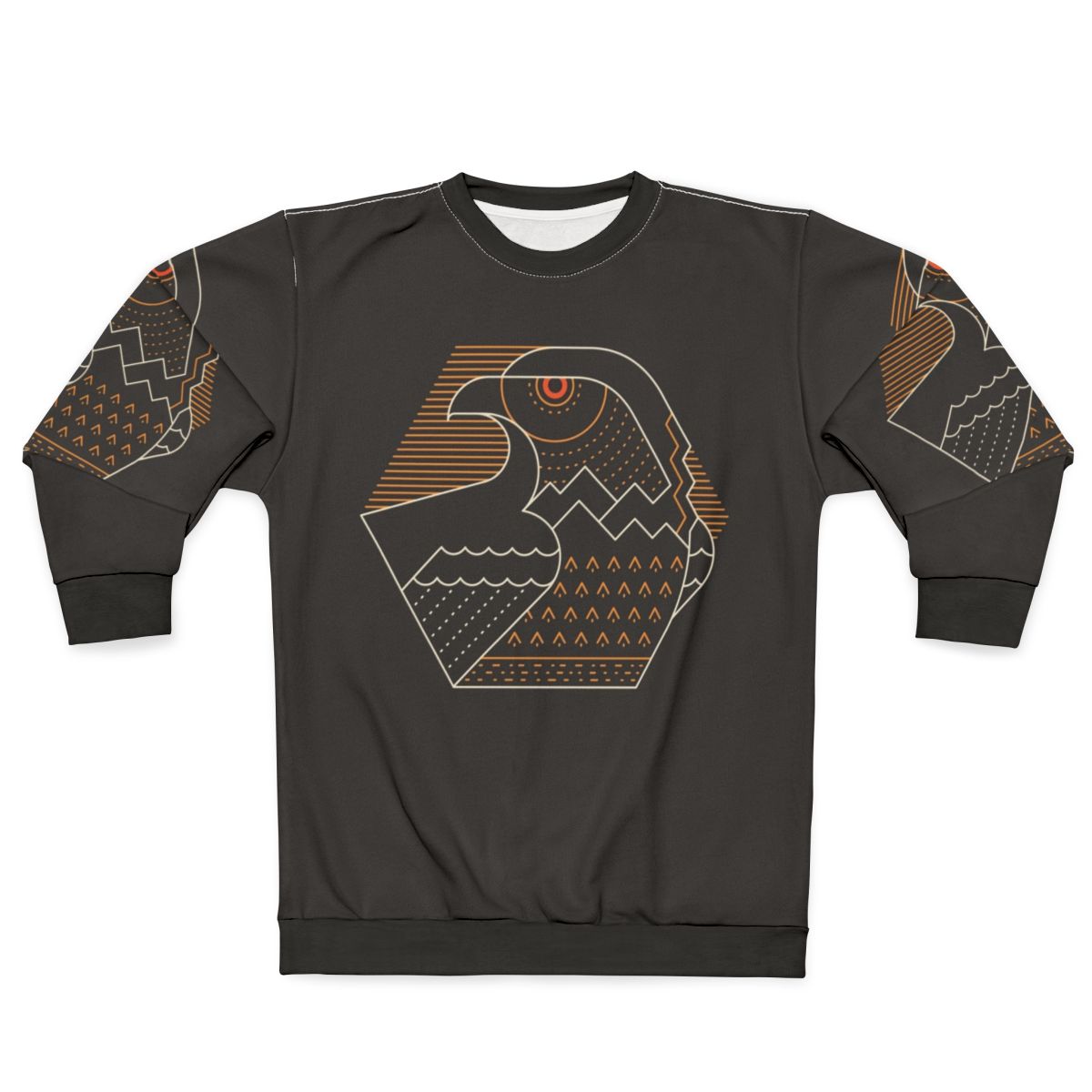 Eco-friendly nature guardian sweatshirt with minimalist bird graphic design