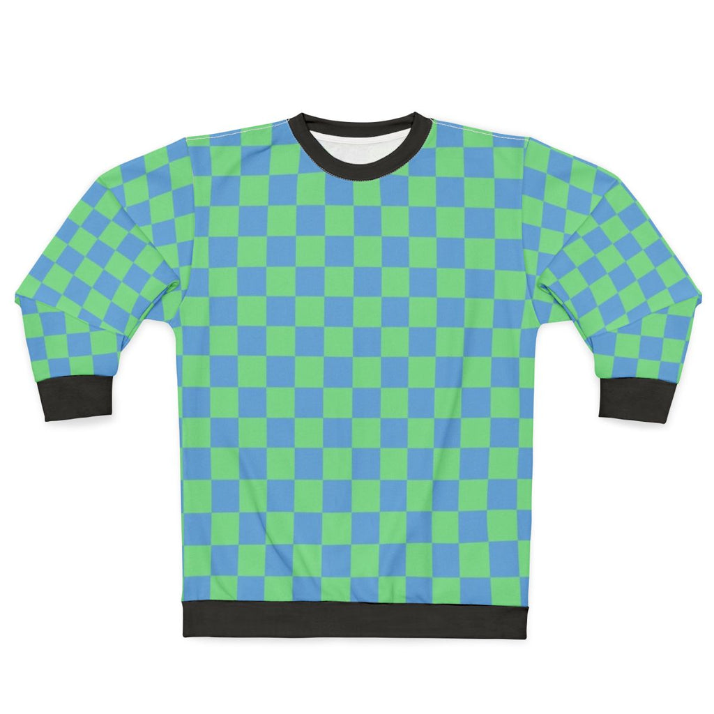 Earthbound Checkerboard Teal and Blue Sweatshirt