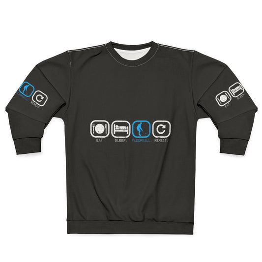Floorball Sweatshirt with "Eat Sleep Floorball Repeat" Design