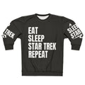 Stylish "Eat Sleep Star Trek Repeat" sweatshirt featuring the USS Enterprise NCC-1701